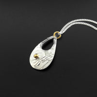 Bear - Silver Pendant with 14k Gold