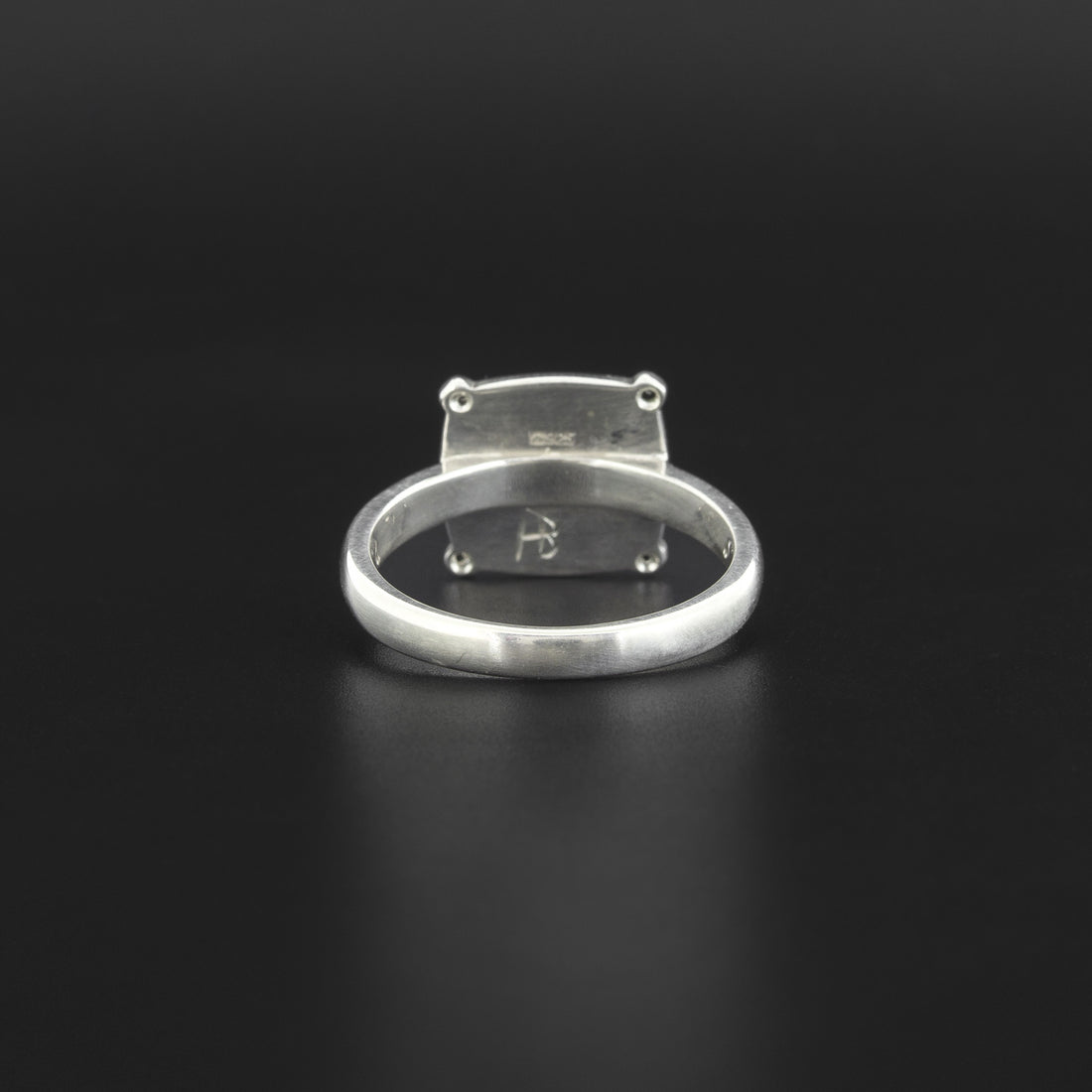 Bear - Silver Ring with Black Diamonds and Blue Topaz