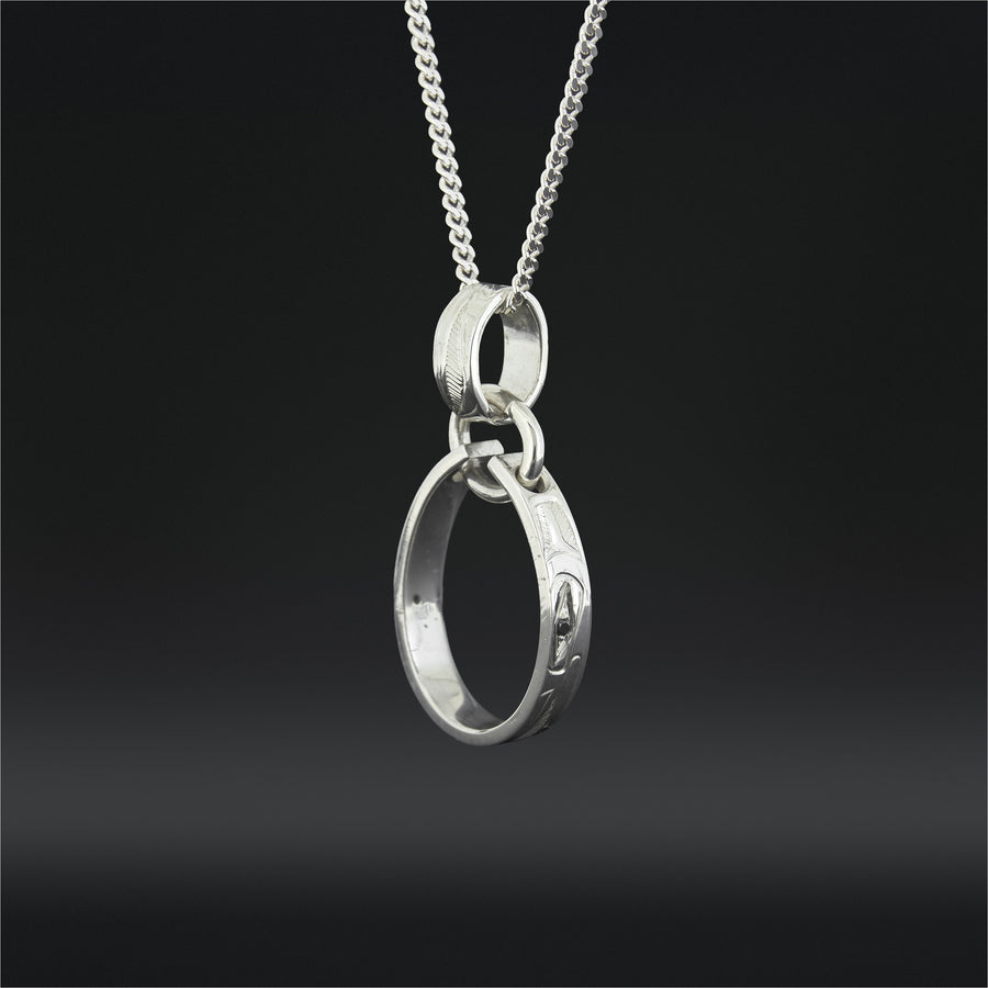 Eagle and Raven - Silver Pendant with Black Diamonds