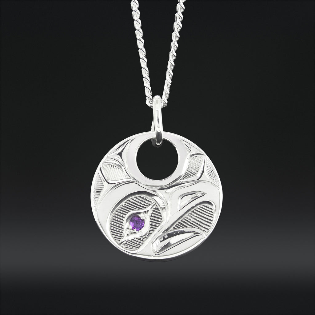 Eagle - Silver Pendant with Amethyst
