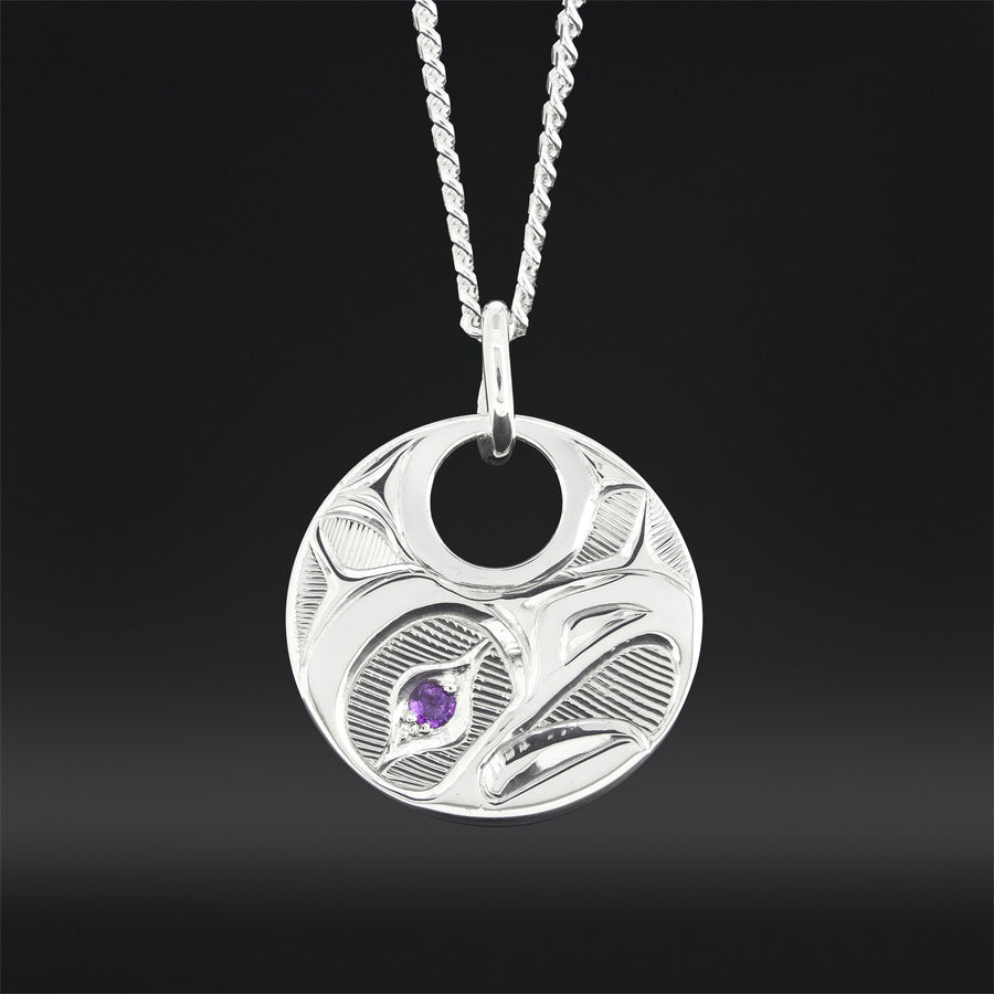 Eagle - Silver Pendant with Amethyst