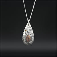 Eagle - Silver Pendant with 14k Rose Gold and Citrine