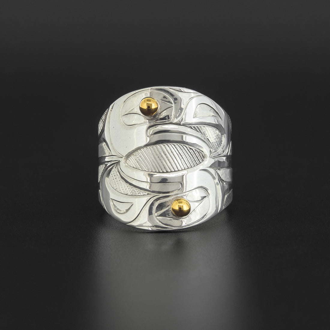 Eagles - Silver Ring with 14k Gold