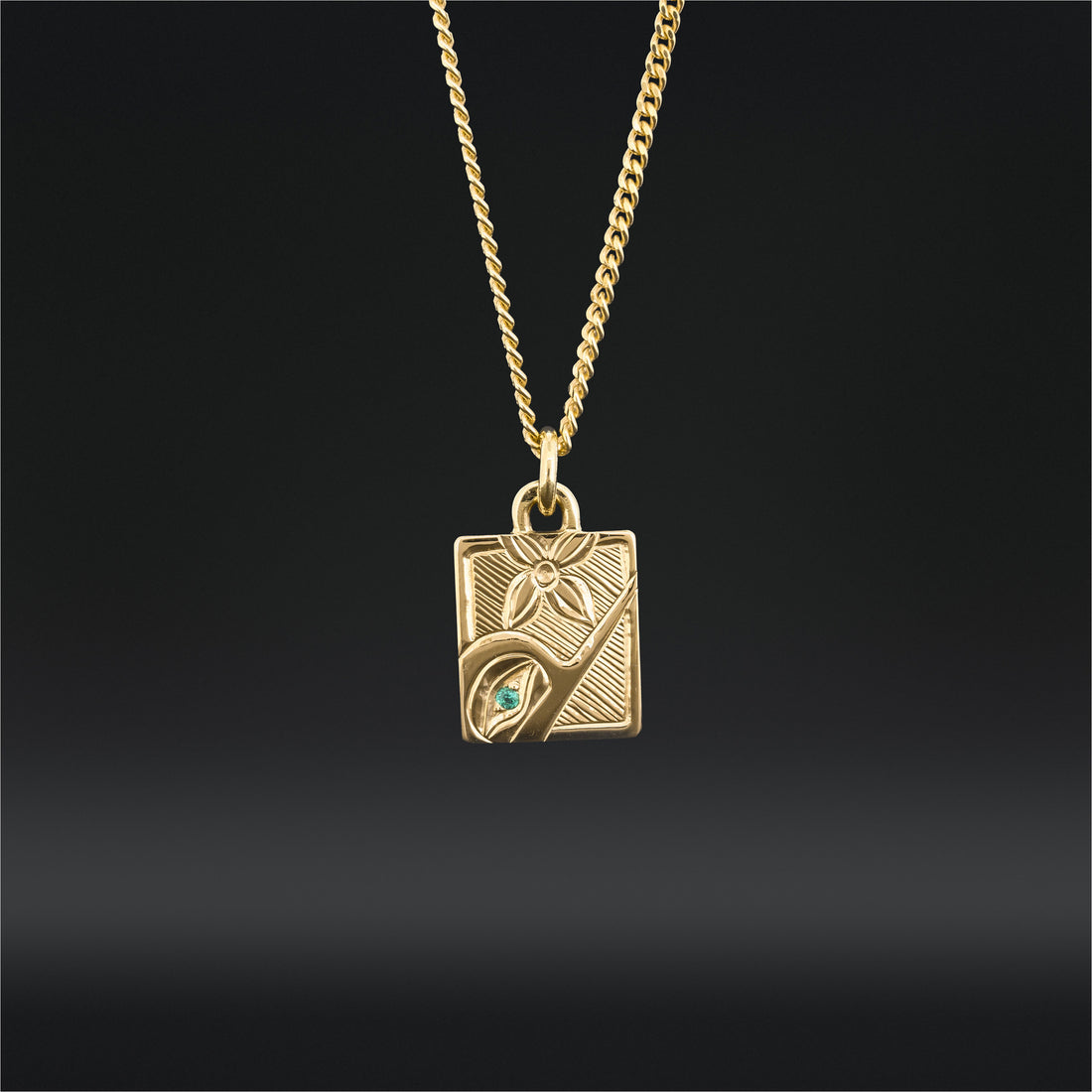 Hummingbird - 14k Gold Pendant with Emerald