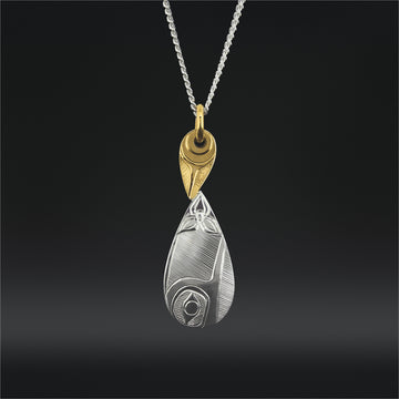 Hummingbird - Silver Pendant with 14k Gold