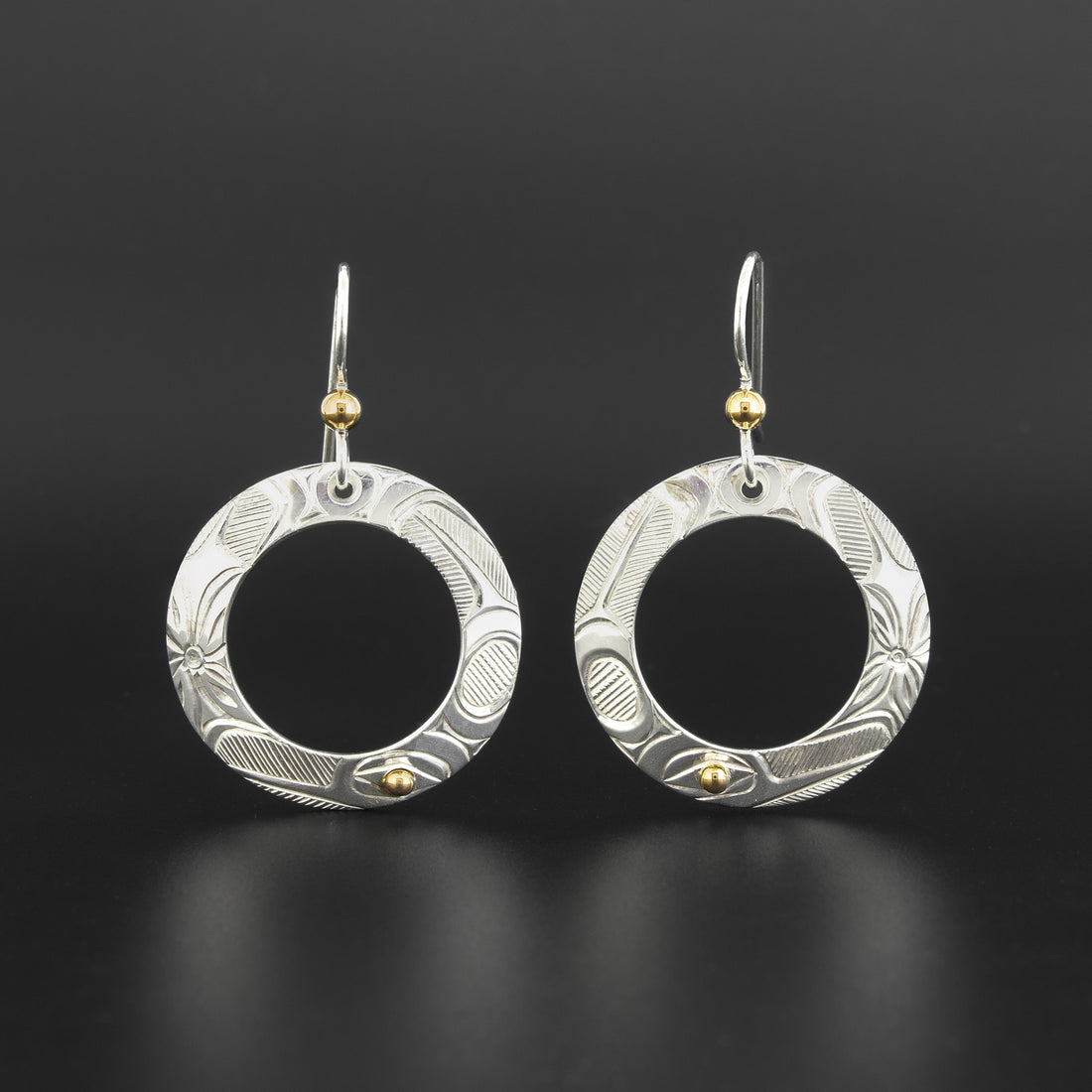 Hummingbird - Silver Earrings with 14k Gold