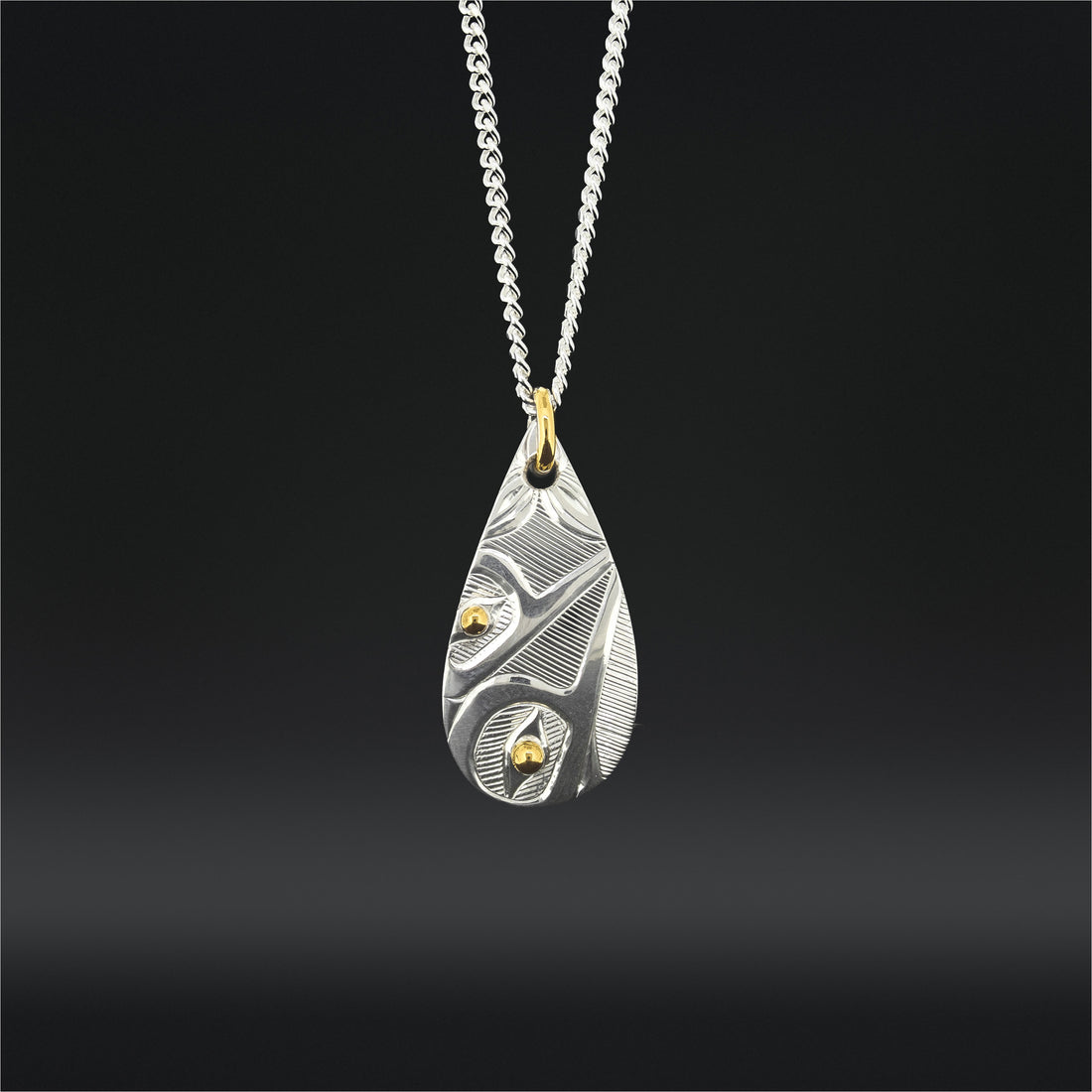 Hummingbirds - Silver Pendant with 14k Gold