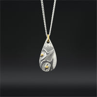 Hummingbirds - Silver Pendant with 14k Gold