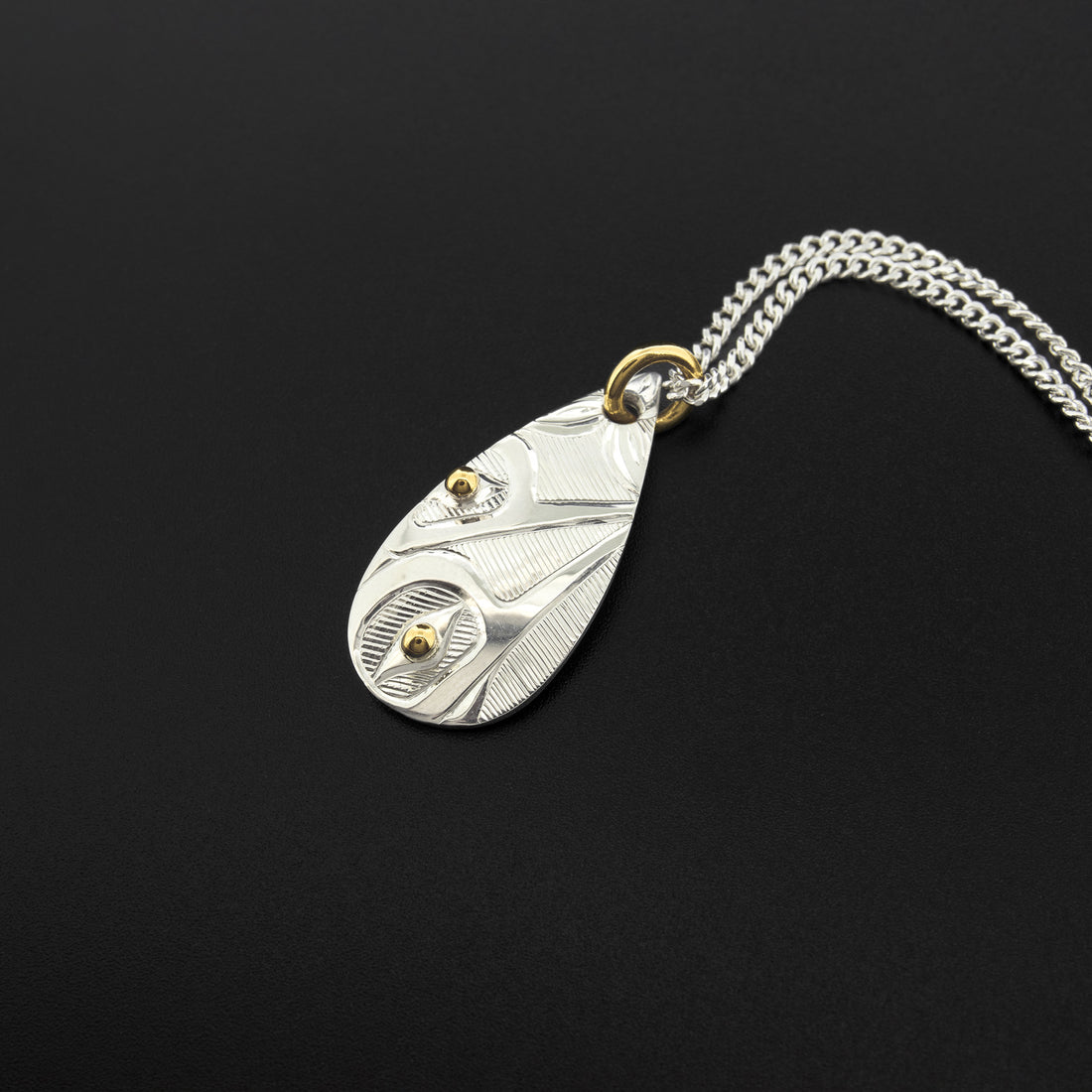 Hummingbirds - Silver Pendant with 14k Gold