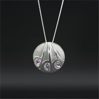Hummingbirds - Silver Pendant with Amethysts