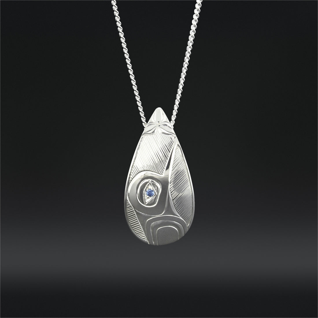 Hummingbird - Silver Pendant with Sapphire