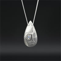 Hummingbird - Silver Pendant with Sapphire