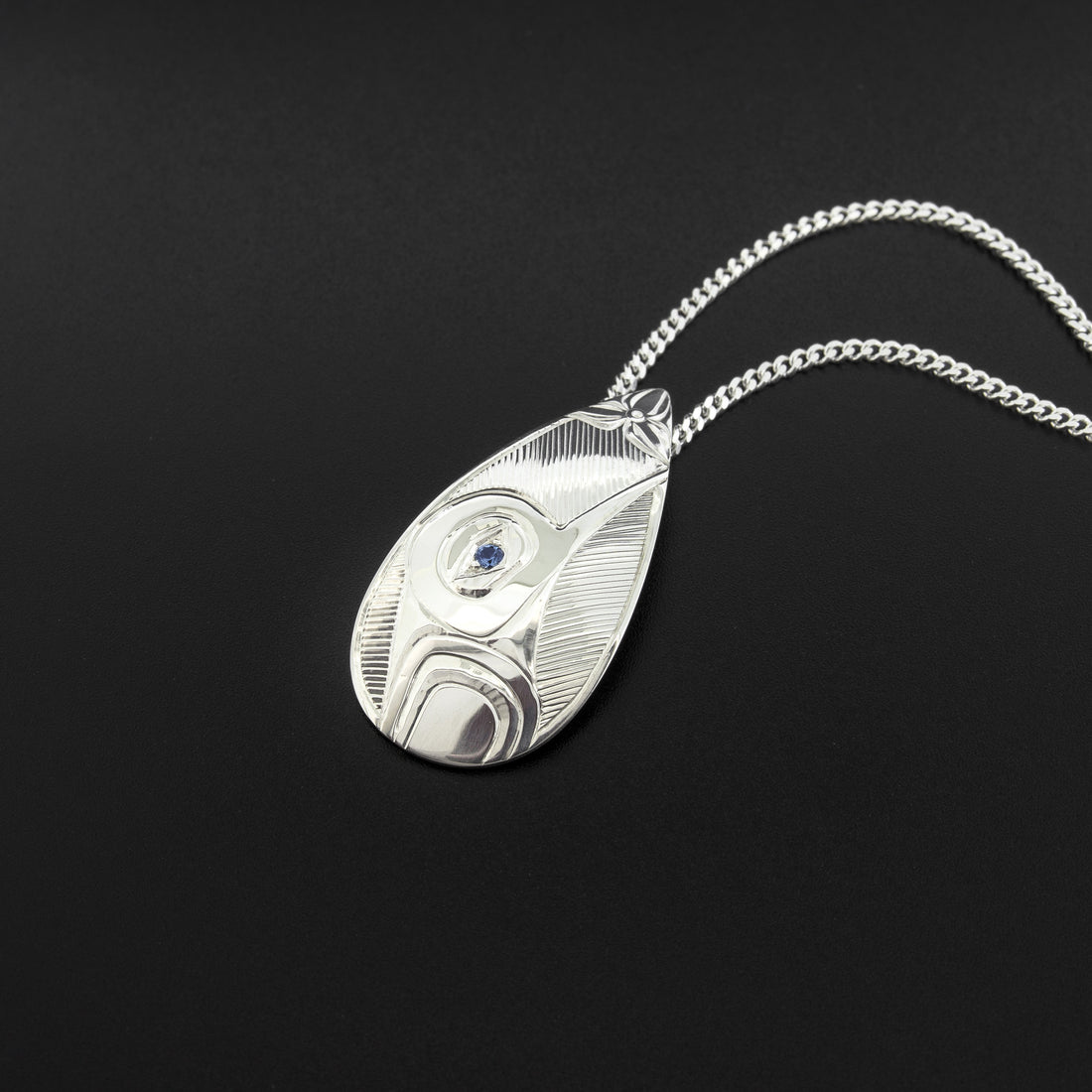Hummingbird - Silver Pendant with Sapphire