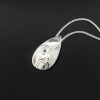 Hummingbird - Silver Pendant with Sapphire