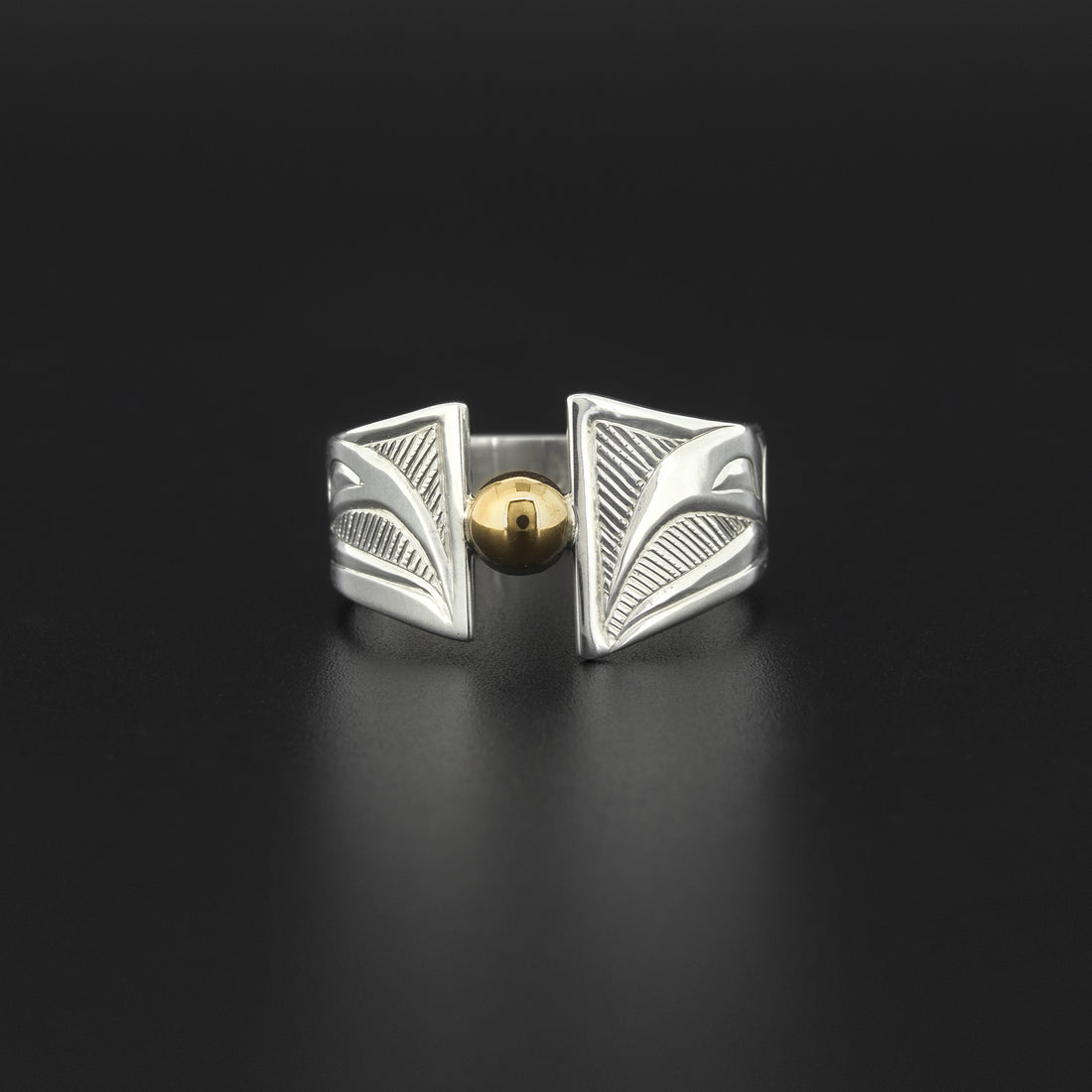 Raven - Silver Ring with 14k Gold