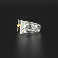 Raven - Silver Ring with 14k Gold