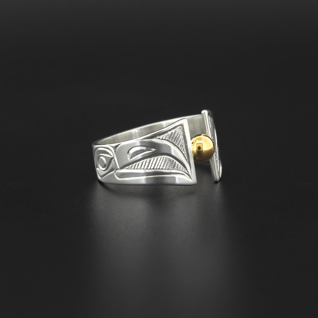 Raven - Silver Ring with 14k Gold