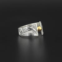 Raven - Silver Ring with 14k Gold
