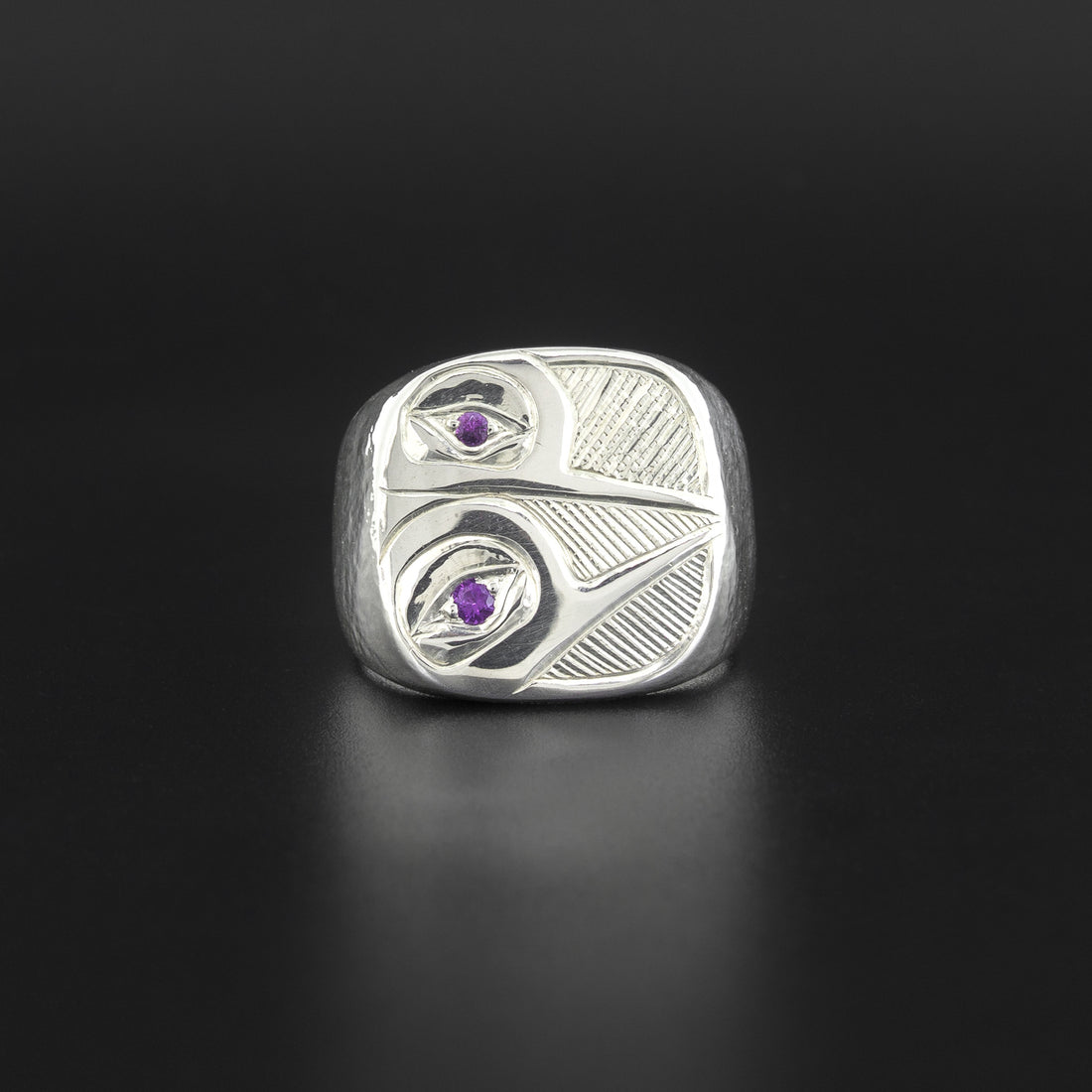 Hummingbirds - Silver Ring with Amethysts