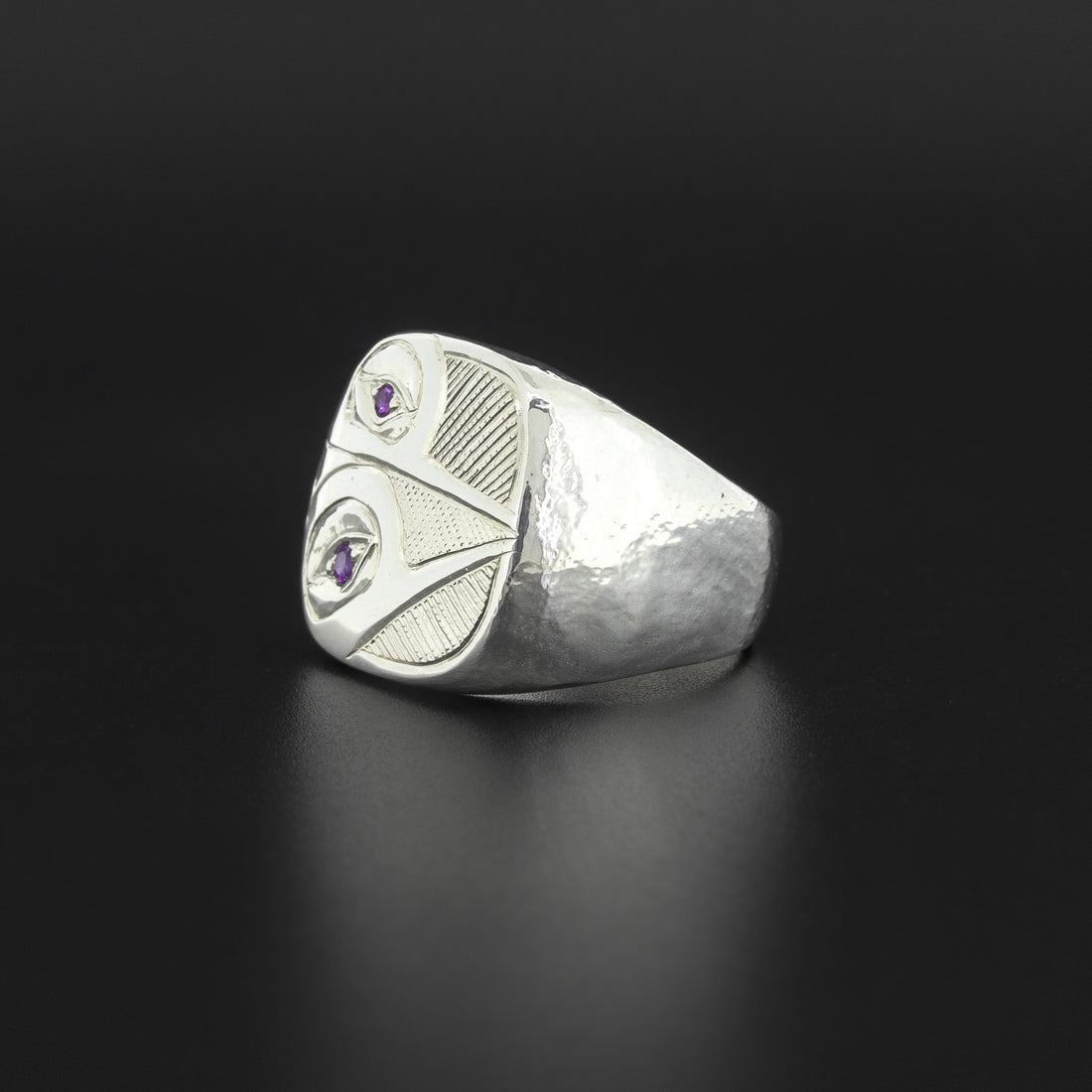 Hummingbirds - Silver Ring with Amethysts