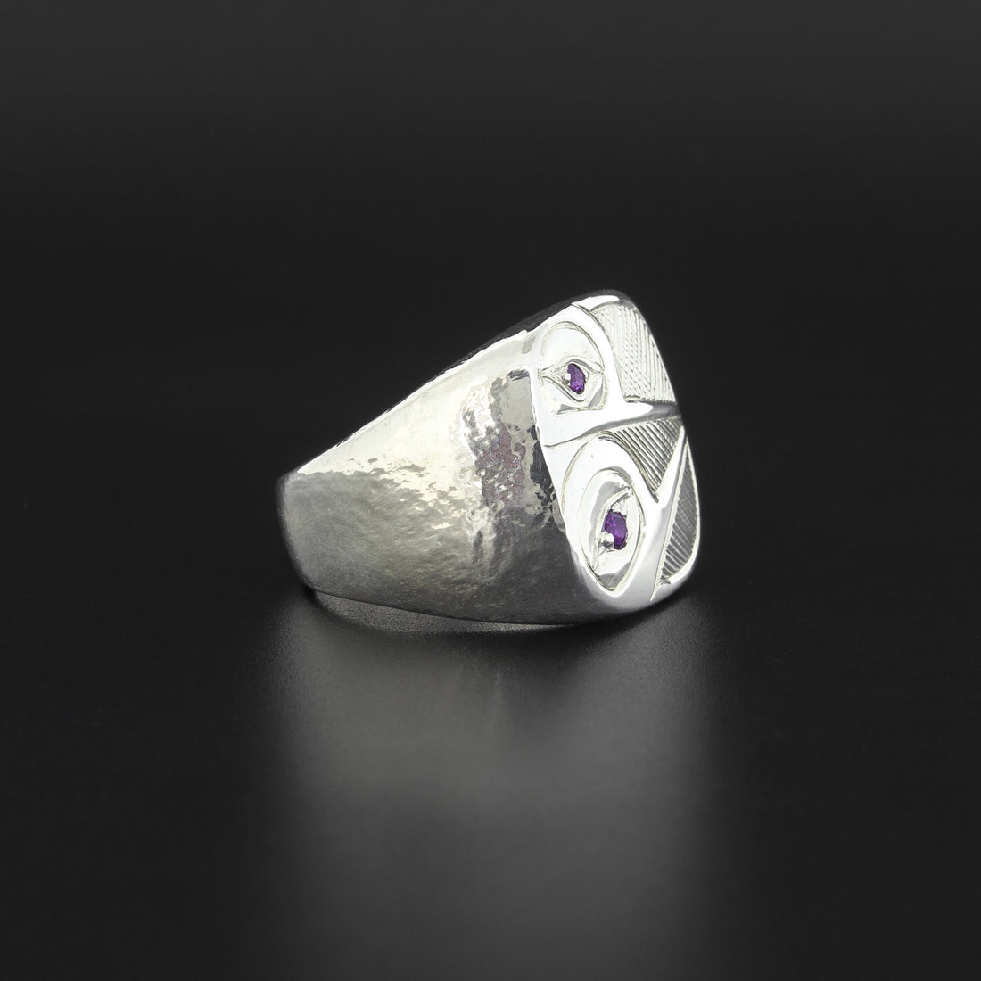 Hummingbirds - Silver Ring with Amethysts