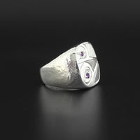 Hummingbirds - Silver Ring with Amethysts