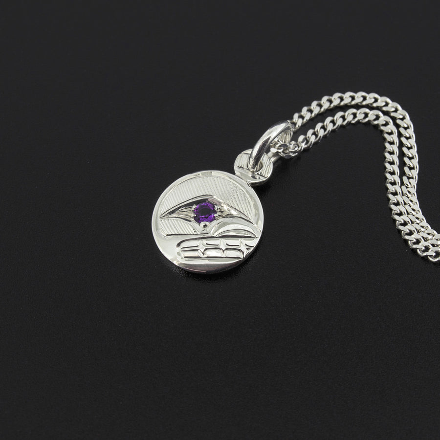 Orca - Silver Pendant with Amethyst