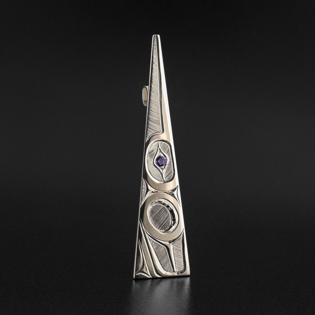 Hummingbird - Silver Pendant with Amethyst
