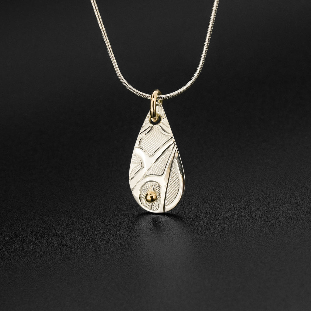 Hummingbirds - Silver Pendant with 14k Gold