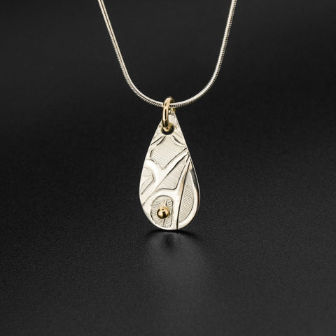 Hummingbirds<br>Silver Pendant with 14k Gold