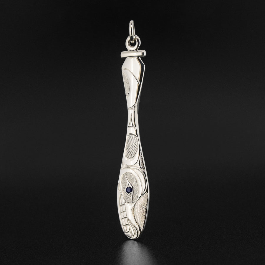 Wolf Paddle - Silver Pendant with Sapphire