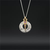 Killerwhale - Silver Pendant with 14k Gold and Amethyst