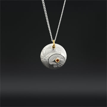 Killerwhale - Silver Pendant with 14k Gold and Garnet