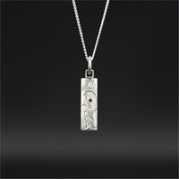Wolf - Silver Pendant with Ruby
