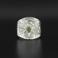 Hummingbird - Silver Ring with Peridot