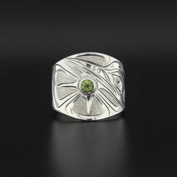 Hummingbird - Silver Ring with Peridot