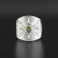 Hummingbird - Silver Ring with Peridot