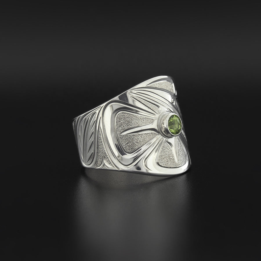 Hummingbird - Silver Ring with Peridot