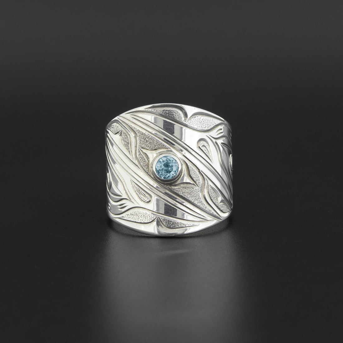 Hummingbirds - Silver Ring with Blue Topaz