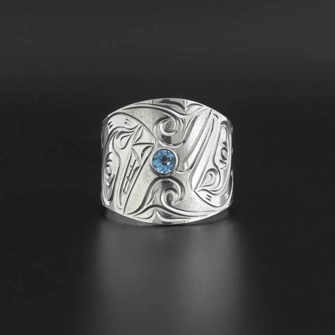 Killerwhales - Silver Ring with Blue Zircon