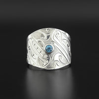Orcas - Silver Ring with Blue Zircon