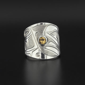 Raven and Light - Silver Ring with Citrine