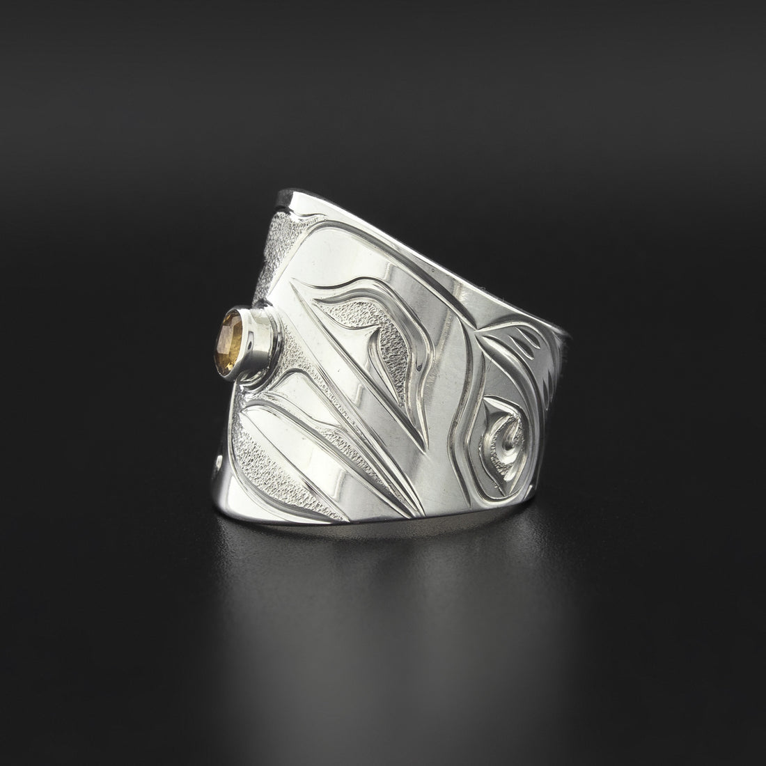 Raven and Light - Silver Ring with Citrine