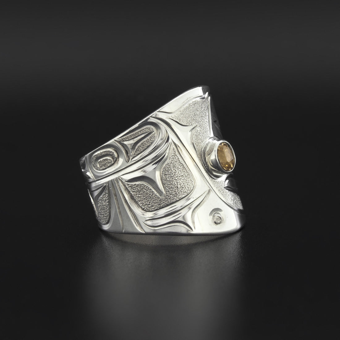 Raven and Light - Silver Ring with Citrine