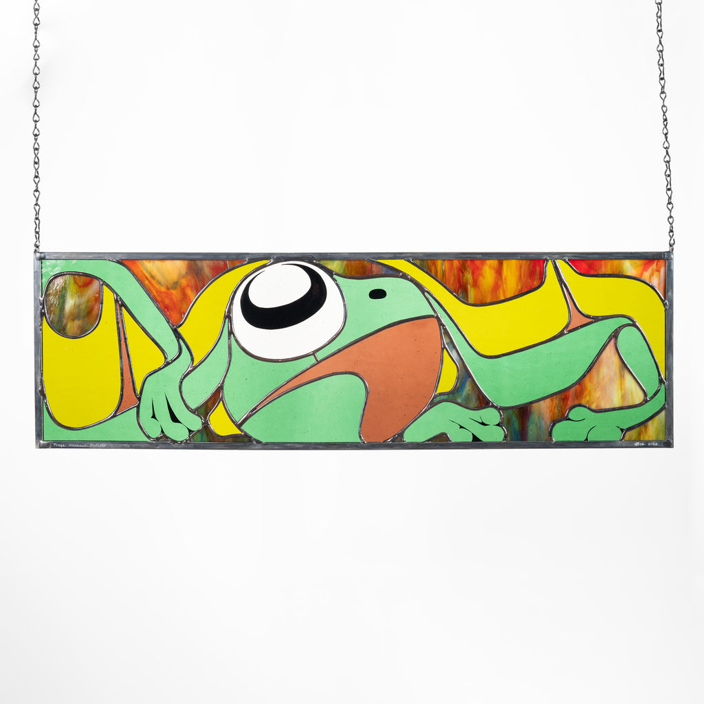 Frog's Volcanic Protector <br>Stained Glass Panel