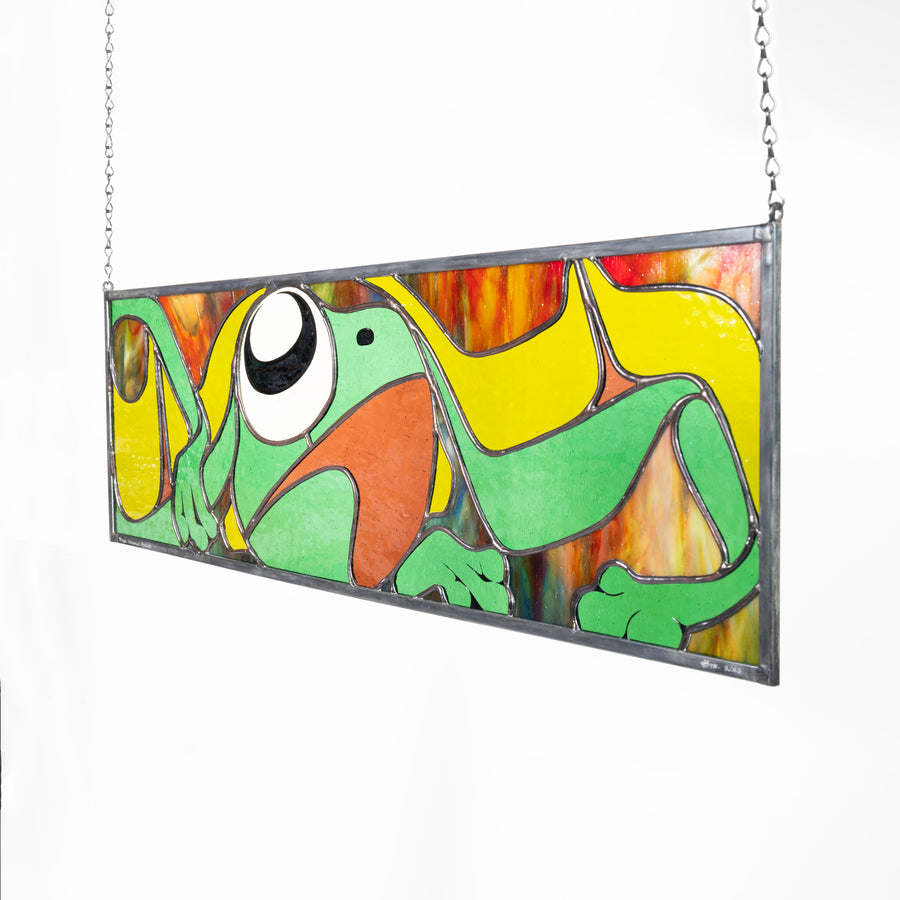 Frog's Volcanic Protector Stained Glass Panel