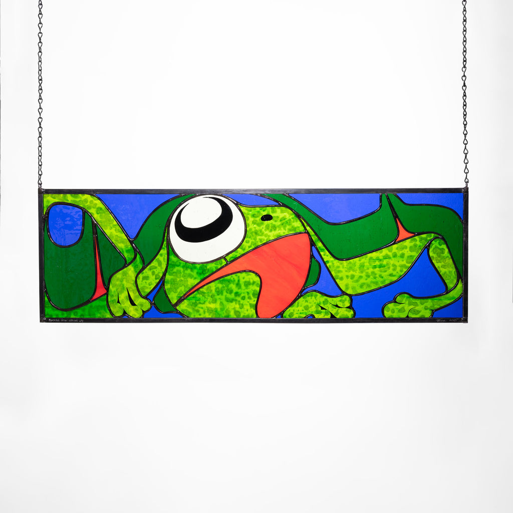 Speckled Frog's Vibrant Joy <br>Stained Glass Panel