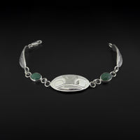 Frog - Silver Link Bracelet with Jade