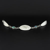 Hummingbird - Silver Link Bracelet with Abalone