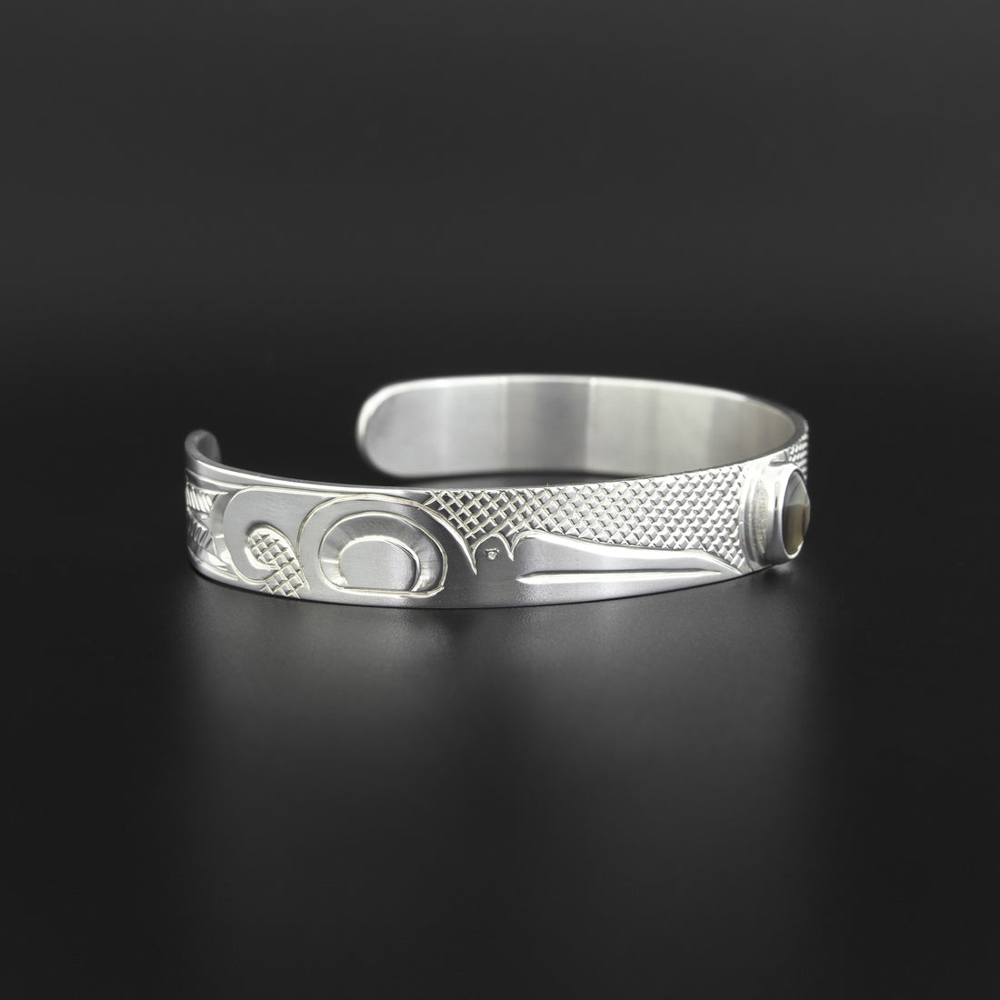 Hummingbirds - Silver Bracelet with Abalone